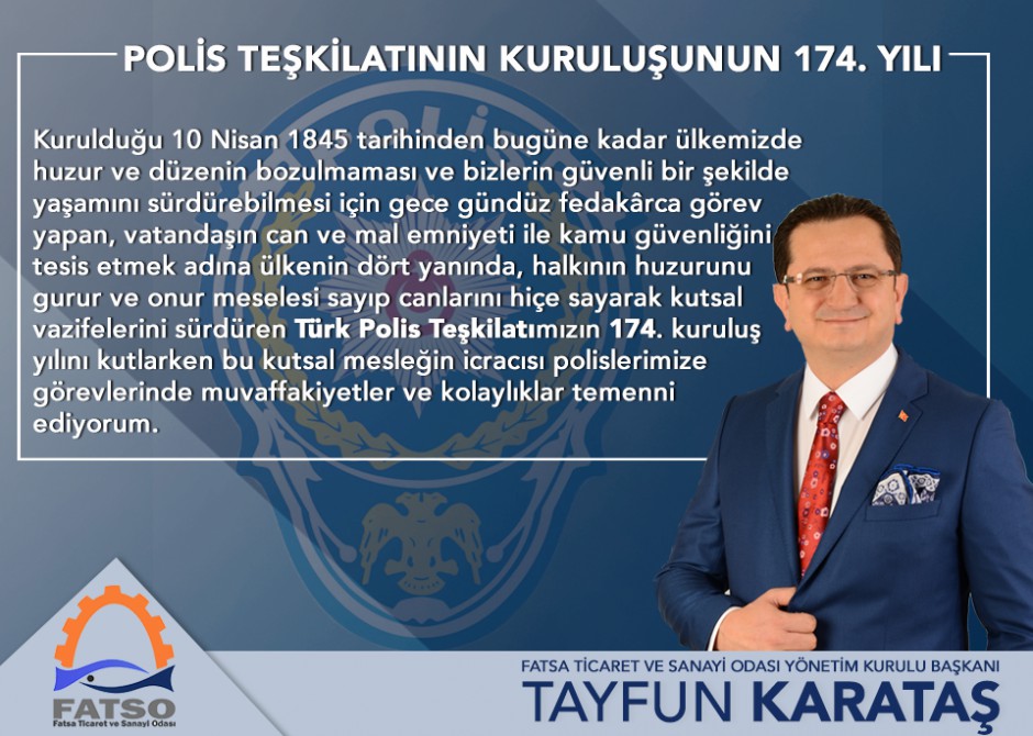 Polis Teşkilatı'nın Kuruluşunun 174. Yıldönümü Kutlama Mesajı